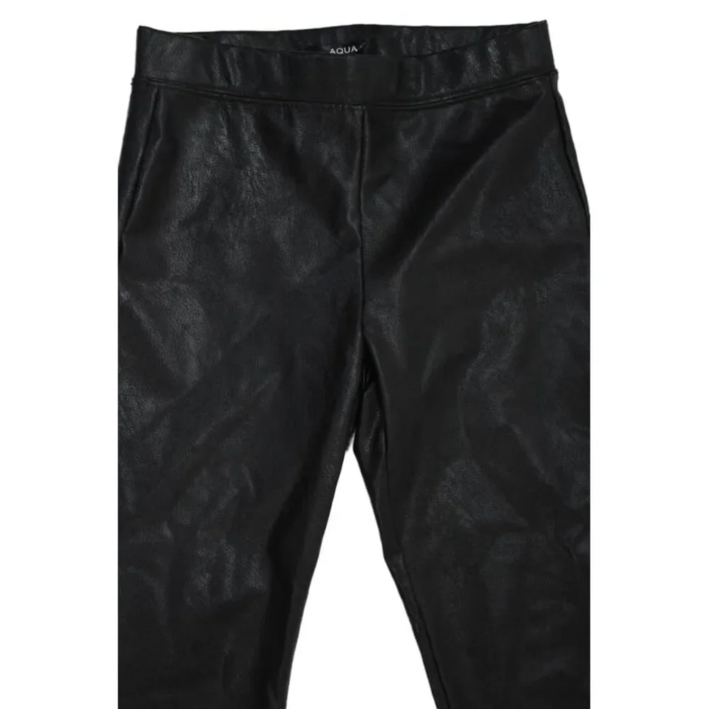 Aqua Girls Stretch Casual Straight Ankle Pants Solid Black Size S